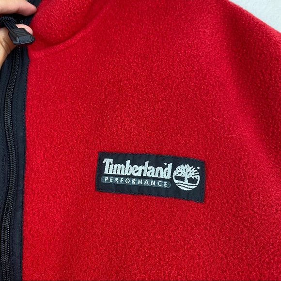Vintage Timberland Polartec Red Full Zip Vest SZ L - Picture 2 of 10